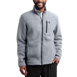 Spyder Mens Fleece Jacket - Soft Polar Fleece Sherpa Lined UPF30+ Midweight Zip Up Jacket - Warm Outerwear Jackets for Men, Size Large, Light Grey