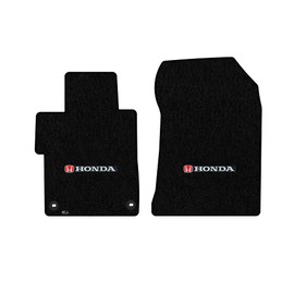 Lloyd Mats Heavy Duty Carpeted Floor Mats for Honda Civic 2 Door 2014-2015 (Si OK) - Silver and Red Honda H and Word (Black, 2PC - Fronts)