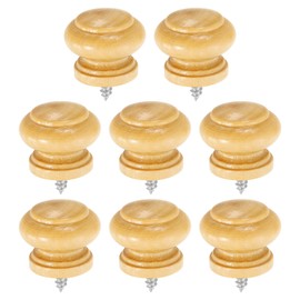sourcing map 8Pcs Round Wood Drawer Knob, 1.1" x 0.87" Self-Tapping Solid Wood Handle Round Cabinet Knob Mushroom Shape Wooden Knobs for Furniture Dresser Wardrobes, Wood Color