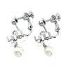 miwaki nife0023 E Women's Earrings, Ribbon, Metal, Pearl, Screw Type,