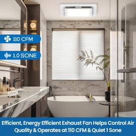 FASDUNT Bathroom Exhaust Fan with Light, 110 CFM 1.0 Sones 34W Bathroom Fan with LED Light Combo, Bathroom Vent Fan with Light Combo 3000K/4000K/5000K for Home Bath Office Hotel