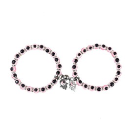 Caiyao 2 Pcs Blue Beads Evil Eyes Bracelet Hamsa Hand of Fatima Bracelet Glass Charm Evil Eye Leather Cord Necklace Protection Jewelry Set