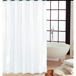 KAV Plain White polyster Fabric Shower Curtain (240 x 180)