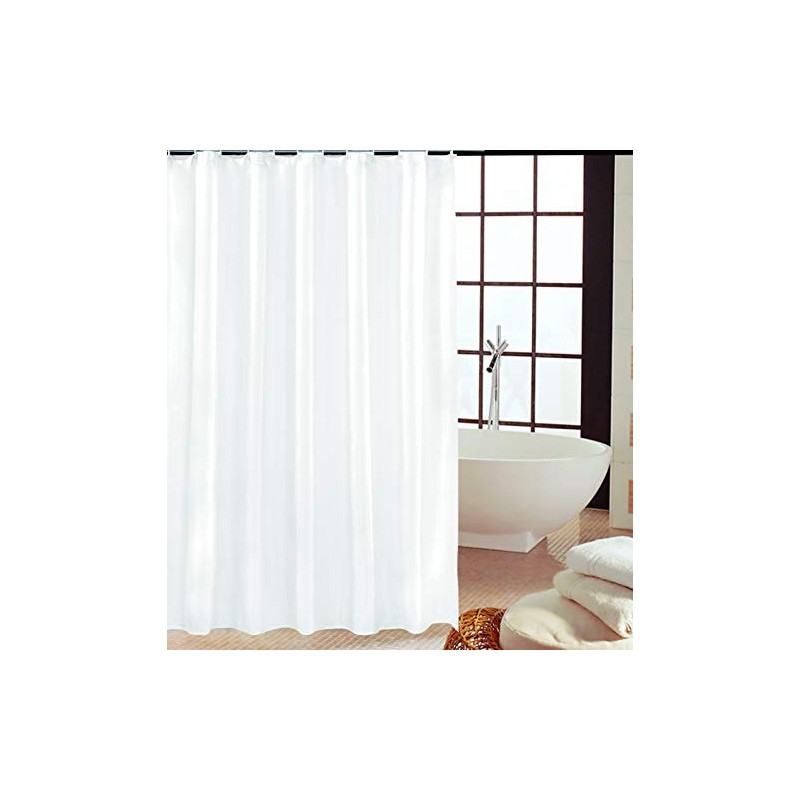 KAV Plain White polyster Fabric Shower Curtain (240 x 180)