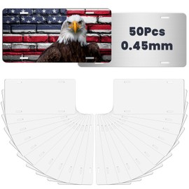 AceSubli 50 Pcs Sublimation License Plate Blanks for Heat Transfer Vinyl, Pesonalized Picture Metal Sublimation Blanks, Aluminum Car Front License Plate Tags for Automotive Men Women Gift 0.45mm Thick