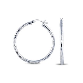 Charmsy 925 Sterling Silver Diamond-Cut Hoop Earrings 2.5mm Tube Small Italian Classic Click-Top for Women 20mm