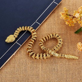 Brass Snake Statue Sculpture Frgurine Gift for Snake Lover Desktop Display Decorative Decoration (Gold)