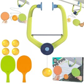 KZXCVS Door Hanging Ping Pong Balls Game, Door Frame Training Table Tennis Bat Set Accessories with Table Tennis Bat and Table Tennis Balls Children's Table Tennis Training Device for Hanging