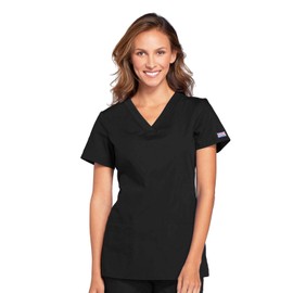 Cherokee womens V-neck Top Medical Scrubs, Black, XX-Large Plus