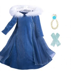 Moerstar Children's Princess Dress, Costume, Deluxe Set, Halloween Costume, Snow Dress, Girls, Princess Dress, Children's Costume, Birthday, Christmas Gift, Recommended Height: 47.2 inches (120 cm)