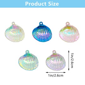 Niuhong Sea Enamel Charm Pendants Dyed Scallop Shells Pendant Summer Ocean Beach Beads Charms Necklaces Bracelets DIY Crafts Jewellery Ornaments 30 Pieces, Unit size, Plastic, Alloy