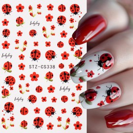 Summer Nail Art Stickers Decals 3D Ladybug Insect Nail Stickers Summer Nail Art Decoration Supplies 6PCS Kawaii Cartoon Animal Bee Ant Design 3D Self-Adhesive Nail Decals Manicure Sliders for Women