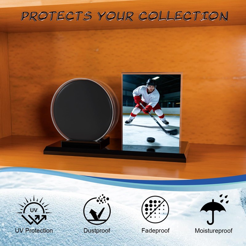 Card Archiver Hockey Puck Display Case, Acrylic Ball Ring &