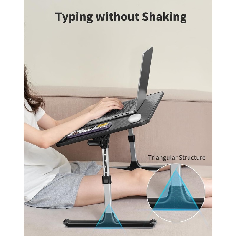 SAIJI Height & Angle Adjustable Laptop Stand for Bed, Lap