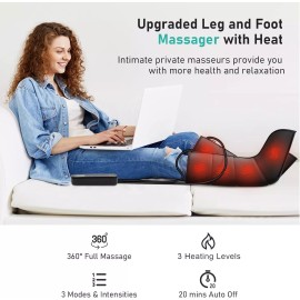 QUINEAR Leg Air Compression Full Foot Massager for Foot, Leg, Calf Massage with Heat