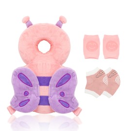 HDKAJL Baby Head Protection Backpack, Baby Head Protection Backpack, Adjustable Protective Cushion Baby, Breathable Baby Head Protective Pad with Knee Pads, Baby Fall Protection for Children from 4 to