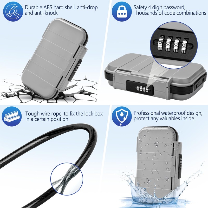 Portable Travel Safe Lock Box 4-Digit Combination Mini Safe Box,