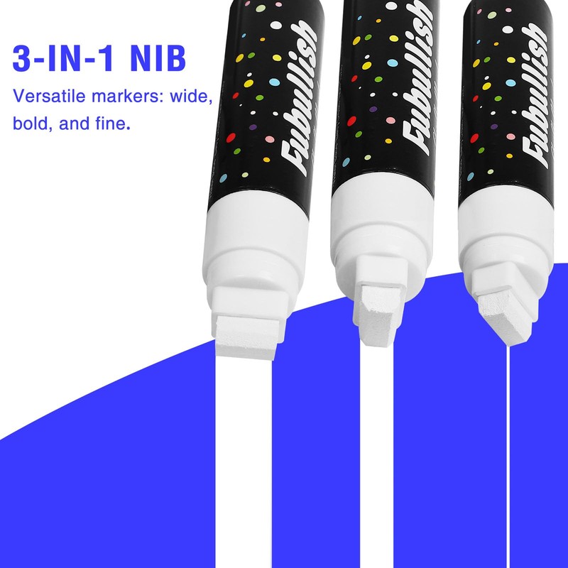 Window Chalk Markers for Cars 5 Pack Washable,White Paint Jumbo