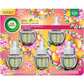 Airwick® Aromatizante de Ambiente Continuo, 5 Repuestos Esencia de Magnolia & Mango, 20ml C/u | Duración de hasta 300 días