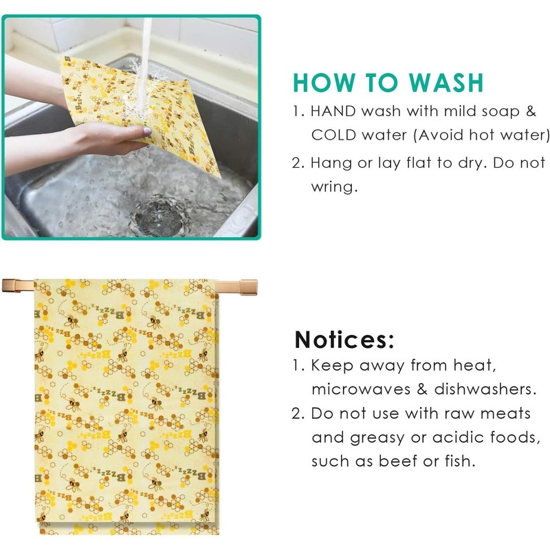 ERKOON Beeswax Cloth Roll Reusable Cling Film for Food, Natural