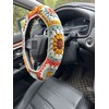 YDMZZB Steering Wheel Cover,Handmade Crochet Rainbow Sunflower Granny Square Steering