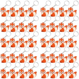 Elecrainbow 40 Pack Fox Keyring Pack Party Favor for Woodland Party, Camp, Stay Clever Themed , Gender Reveal