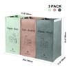 3 Packs Recycling Bags Pink,Green,Gray with handle Separate Sorting Organizer
