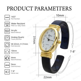 Blekon Collections Women's Quartz 31mm Oval Case Multicolor Acrylic Cuff Bangle Watch (Tortoise)