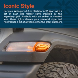 TRUE MODS Front Fender LED Side Marker Light Replacement for Jeep 2018+ Wrangler JL Gladiator JT [Amber Lens] [Plug-n-Play] Waterproof Turn Signal Parking Corner Light Accessories