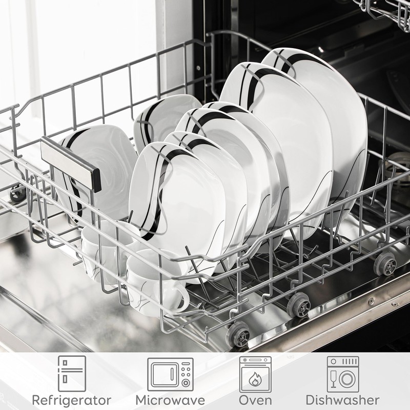 VEWEET, Series Fiona, 30-Piece Dinnerware Sets for 6, White Dishes