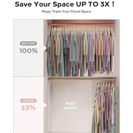 40 Ganchos para Conector de Percha de Ropa, Ganchos en Cascada, Organizador para Ahorrar Espacio, Mini Conector para Percha de Ropa Flocado a Prueba de Resbalones para Salón de