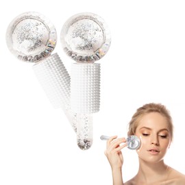 2pcs Ice Globes for Facials, Ice Roller Mold Set for Eyes and Face, Ice Balls for Face, Facial Ice Globes Mold, Skin Care Tools for Brighten Tighten Skin Hot & Cold Use (White)