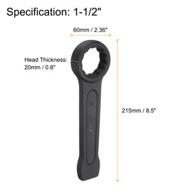 HARFINGTON Striking Wrench 1-1/2" 12-Point Flat Strike Wrench Slogging Ring Spanner Straight Handle Box End Striking Wrenches