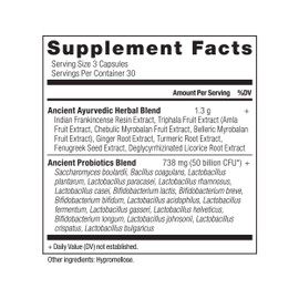 Ancient Nutrition Probiotics, Gut Restore 90ct with Ginger and Fenugreek, Supports Digestive Functions, Reduces Diarrhea, Constipation, Gas and Bloating, Superfoods Blend, 50 Billion CFUs*/Serving