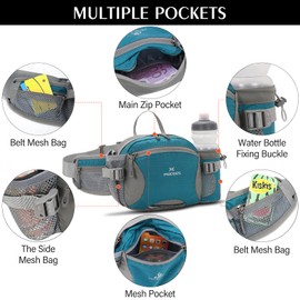 Peicees Hiking Fanny Pack, Lake Blue, One Size