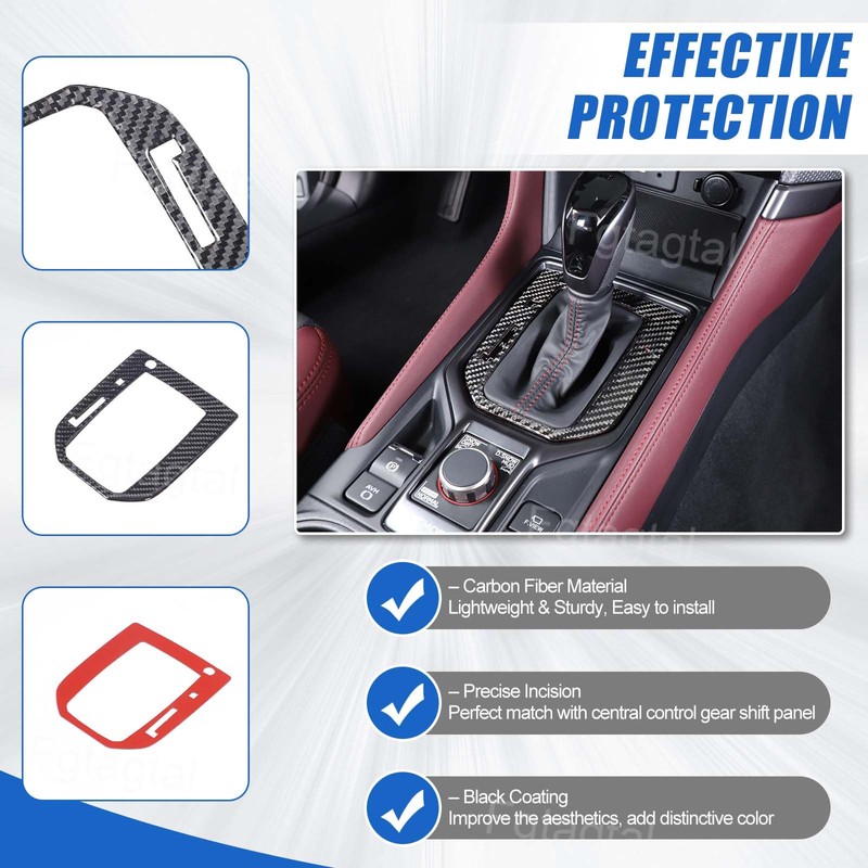 Soft Carbon Fiber Gear Shift Panel Trim Cover Compatible with