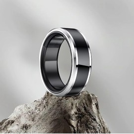 Smart Rings for Men Women 5ATM Waterproof Smart Ring Android iOS Fitness Ring Tracker Finger Health Tracker Pedometer Calories Sleep Tracker Heart Rate Monitor Smart Ring Fitness Tracker Black