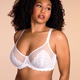 HSIA Minimizer Bra for Women - Plus Size Lace Bra Womans Full Coverage Bras Unlined Underwire Bra for Heavy Breast White