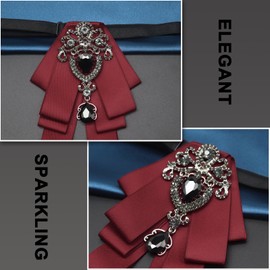 GHTIYLP Mens Bow Tie Pre Tied Satin Ribbon Rhinestone Bowtie for Men (Burgundy)