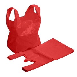 AMD Nexus Carrier Bags 11 x 17 x 21 - Large Plastic Carrier Bags Heavy Duty Vest Carrier Bags - Pack of 75 (Red)