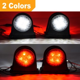 AUTOXBERT 2pcs Waterproof LED Side Marker Lamps 10-30V Double Side Warning White & Red Light for Trailer Truck Lorry RV Caravan