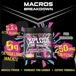 SCI-MX - X-PLODE Pre-Workout - 300g - Tropical Flavour - 250mg Caffeine, 6g Citrulline Malate, 3.2g Beta Alanine / serving - Suitable for Vegetarians + Vegans