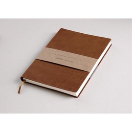 Clairefontaine Flying Spirit 106946C Book Cover Leather 14.8 x 21 cm Thread Binding Bookmark 90 Sheets 90 g Lined 1 Piece Cognac