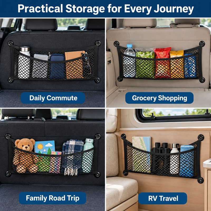 2-Pack Stretchable Car Trunk Cargo Nets for Vehicle Storage –
