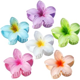 Sisiaipu 6pcs Hawaiian Women Tropical Hibiscus Hair Clip Plumeria Hair Ornaments Flower Claw Clips