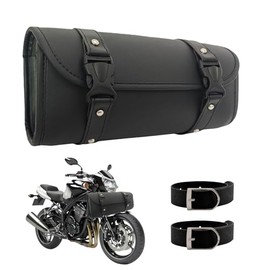Motorcycle Saddle Bags for Motorcycle, Tool Roll, Motorcycle PU Leather, Universal Handlebar Bag, Motorcycle, Saddle Bag Motorcycle for Motorcycles, Black