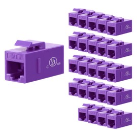 VCE CAT6 Keystone Coupler UL Listed 25-Pack, RJ45 Ethernet Coupler Female to Female UTP for Cat6/Cat5e/Cat5 Cable, Purple