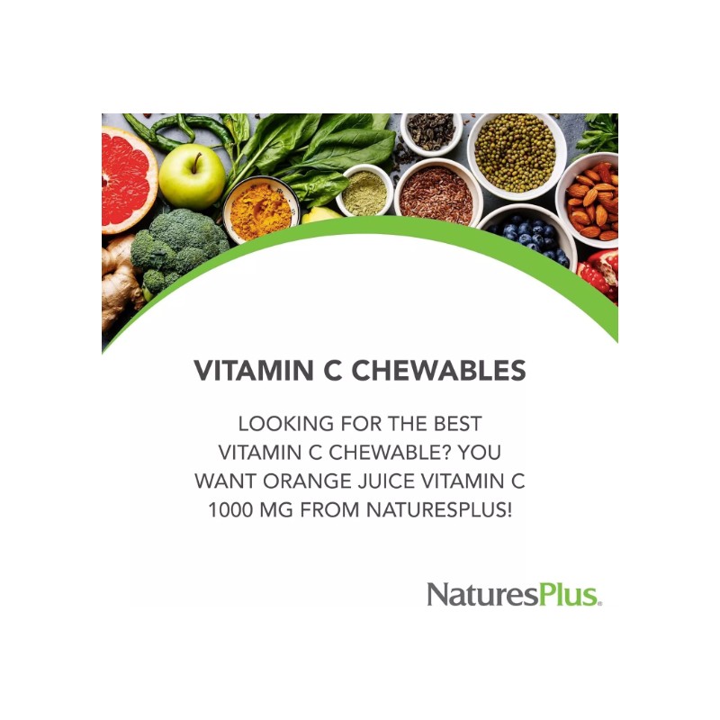NaturesPlus Orange Juice Vitamin C 1000 mg Chewable Tablets, 60