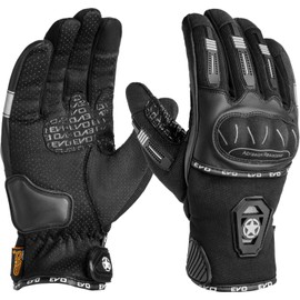 EVO Fitness Motorbike Gloves for summer, Touchscreen Motorcycle Gloves, Hard Knuckle Protection and Faux Leather, Breathable Design for Men & Women, Ideal for Riding (Black, L)