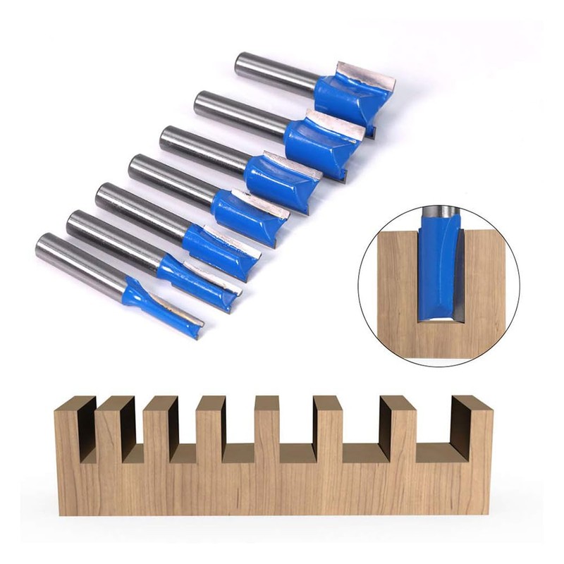 Shallho 7-Piece 8 mm Shank Groove Cutter Set, 6-20 mm